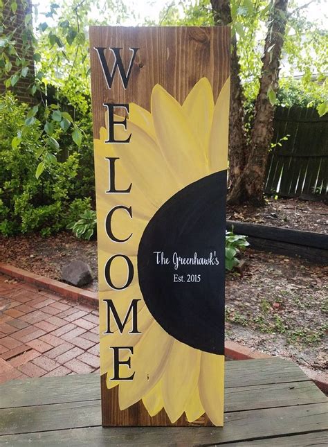 Custom Flower Welcome Sign Daisy Or Sunflower Wooden Welcome Signs