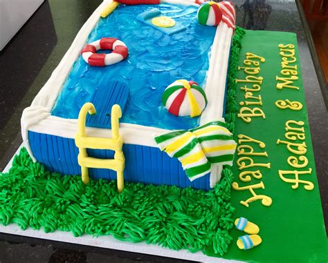 Pool Party Cake Ii Pool Party Cakes Pool Cake 7th Birthday Cakes