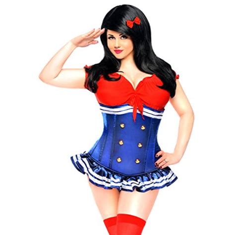 Daisy Corsets Women S Top Drawer 3 Piece Pin Up Sailor Girl Costume Blue 6x
