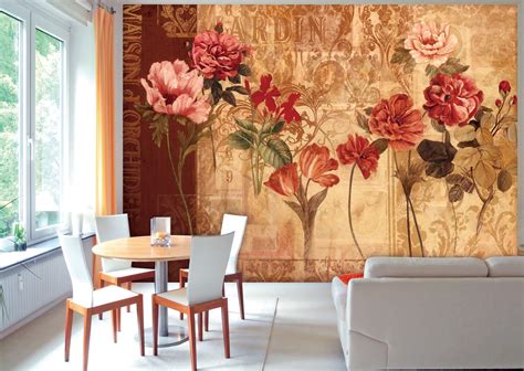 Retro Flowers Wall Mural 8106 Full Size Large Wall Murals The Mural Store