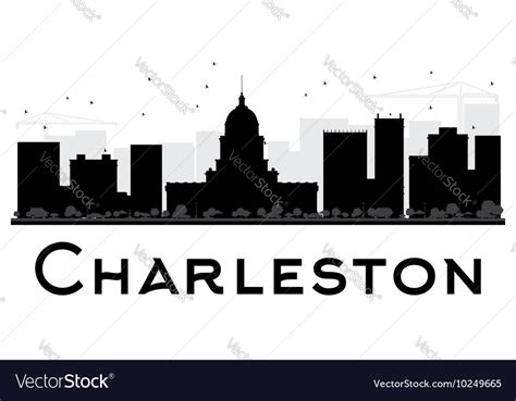 Charleston City Skyline Black And White Silhouette