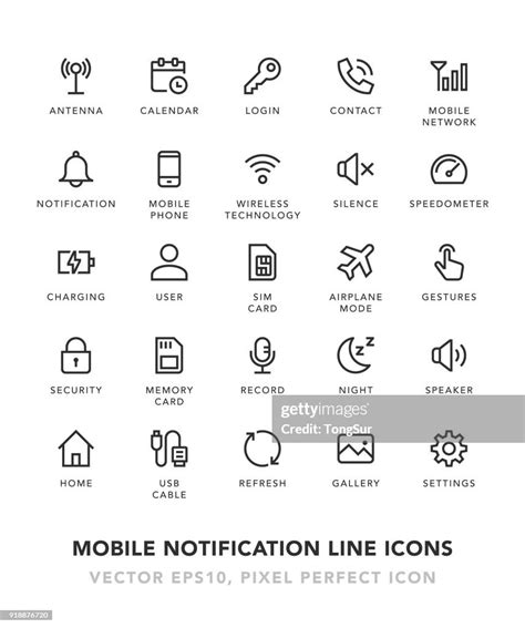 Mobile Notification Line Icons High Res Vector Graphic Getty Images