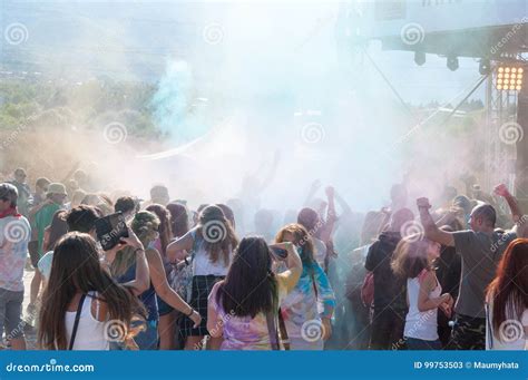 People Covered With Colored Powder Editorial Stock Photo Image Of