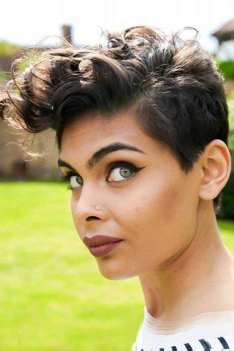 Shorter hair calls for statement earrings, bold lipstick or eyeshadow, and even more daring fashion choices. 23 Cute And Flattering Curly Pixie Cut Ideas ...