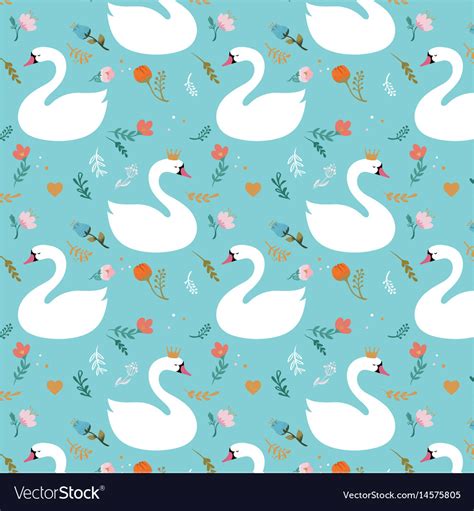 Seamless Swan Pattern Royalty Free Vector Image