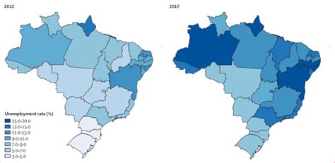 Mean State Unemployment Rates In Brazil In 2012 And 2017 Data Were Download Scientific Diagram