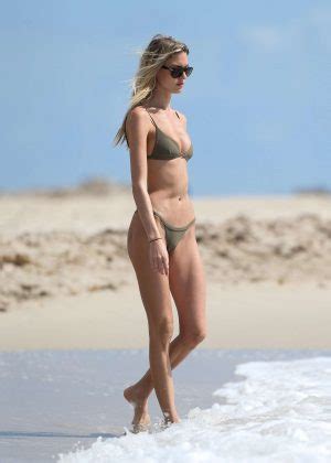 Martha Hunt In Olive Green Bikini On Miami Beach Gotceleb