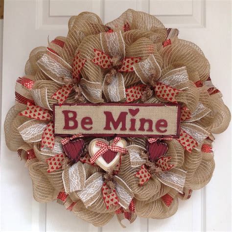 Be Mine Valentines Day Deco Mesh Wreath Valentine Day Wreaths