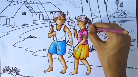 480 x 360 jpeg 31kb. HOW TO DRAW VERY EASY #SCENERY WITH #HUMAN-FIGURES STEP BY ...
