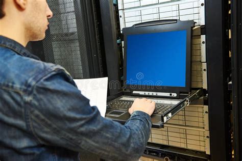 Service Engineer In Server Room Stock Image Image Of Engineer Backup