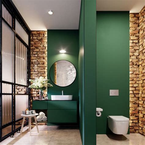 We love how this room plays off the color of the plants to inspire the tiling and seating. 25 Ways To Incorporate Green Into Bathroom Decor - DigsDigs