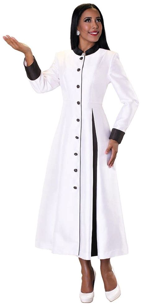 03 Ladies 1 Piece Preaching Robe Dress In White And Black