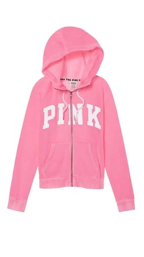 Victorias Secret Pink Perfect Funnel Neck Full Zip Hoodie Pink Xs Nwt