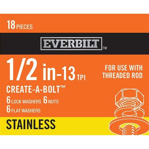 Everbilt 12 In Stainless Steel Nut Washer And Lock Washer 6 Piece