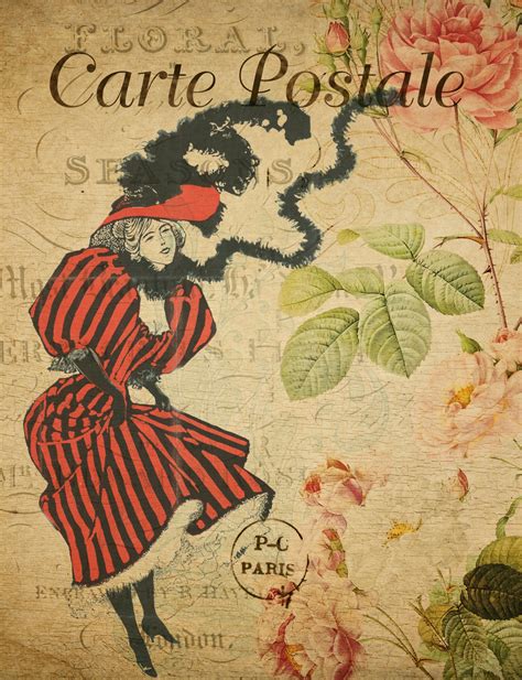 Vintage Woman Floral Postcard Free Stock Photo Public Domain Pictures