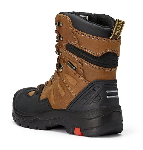 Rockrooster Mens 8 Inch Brown Work Boots Composite Toe Slip
