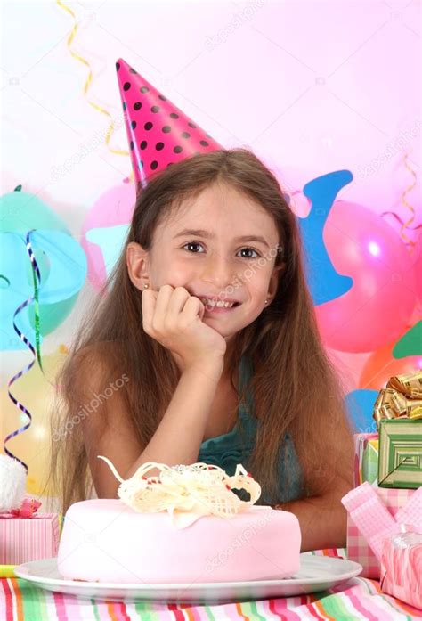Little Beautiful Girl Celebrate Her Birthday — Stock Photo © Belchonock