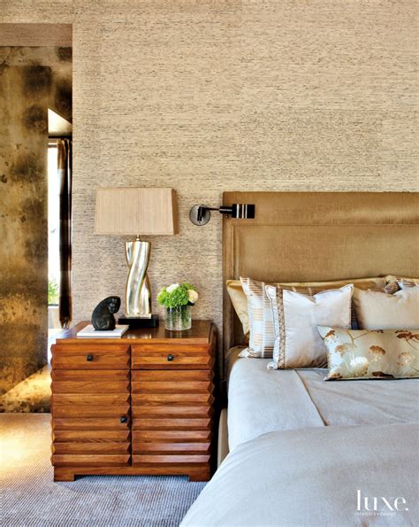 Contemporary Neutral Master Bedroom With Organic Wallcovering Luxe