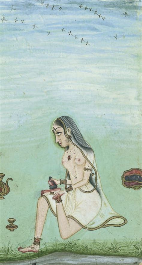 Lady Rubbing Her Foot With A Pumice Rajasthan 1740
