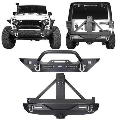 Hooke Road Wrangler Rear Bumper With Spare Tire Carrier Steel Front