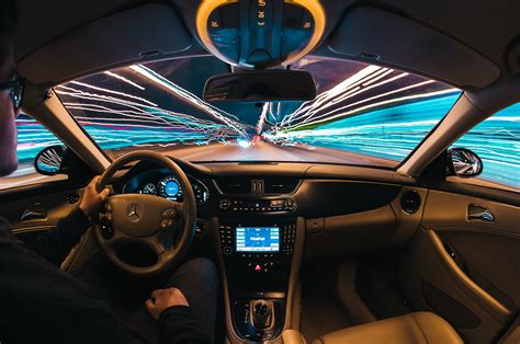 Black Mercedes Vehicle Interior Car Interior Light Trails Night Hd