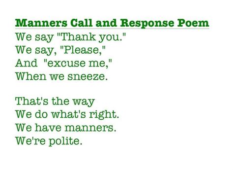 Manners Call And Response Poem We Say Thank You And Excuse Me