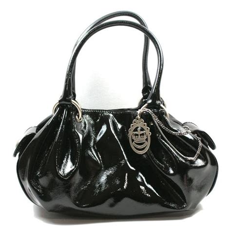 Juicy Couture Black Patent Leather Fluffy Handbag Yhru Juicy