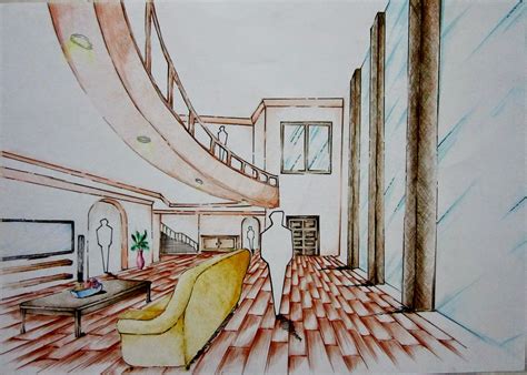 Stephanie Chia Cmg One Point Perspective Colour Drawings