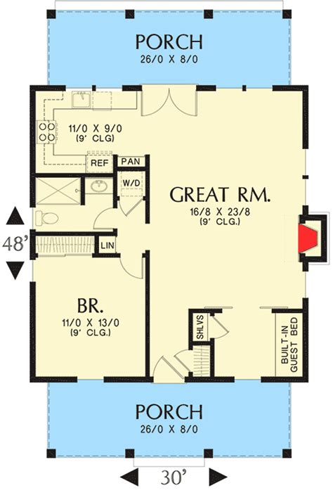 2 bedroom guest house floor plans. One Bedroom Guest House - 69638AM | Architectural Designs ...