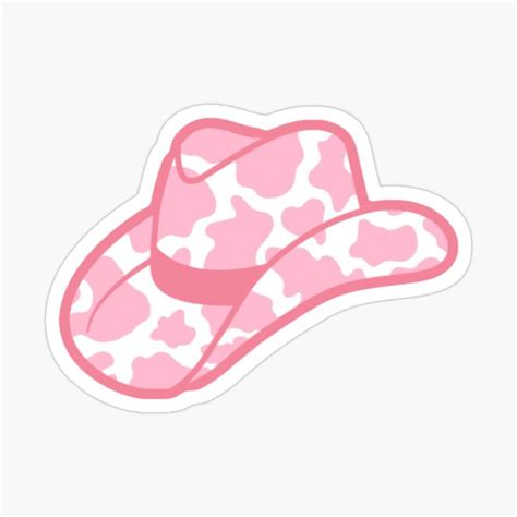 Pink Cow Print Cowgirl Hat Sticker By Julia Santos In 2021 Preppy Stickers Pink Cowgirl Cool