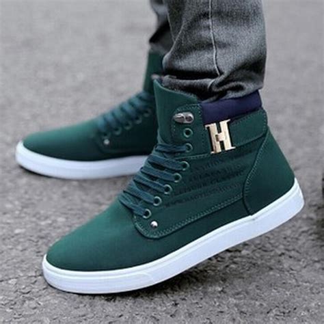 Men High Top Canvas Board Shoes Lace Up Martin Ankle Boots Casual
