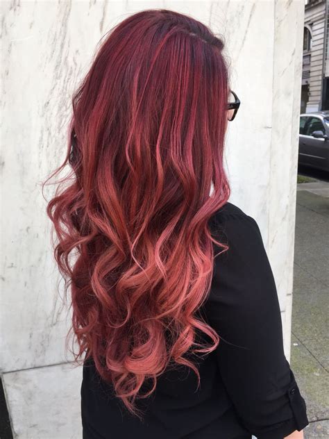 Gorgeous Red To Pink Balayage Brighter Is Better For Summer Pastel