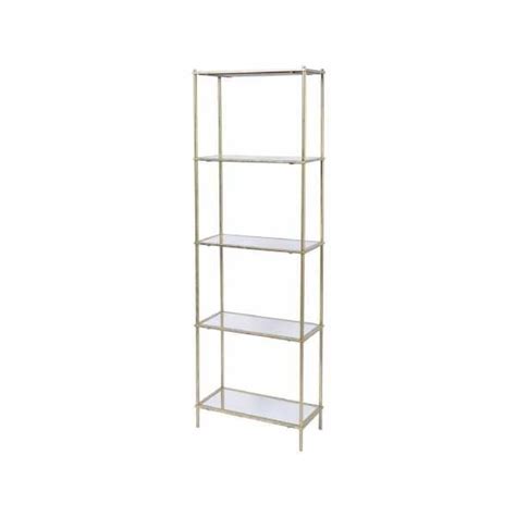 Mylas Gold Painted Metal Shelving Unit With 5 Mirrored Glass Shelves Metal Shelving Units