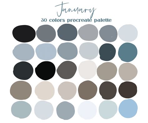 January Neutrals Procreate Color Palette Ipad Procreate Etsy Cool Color Palette Color