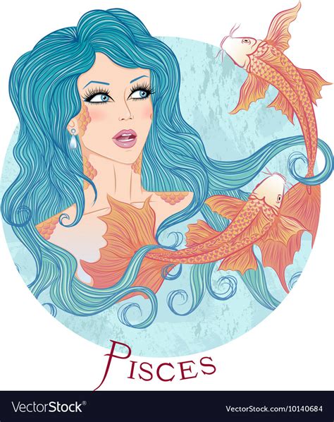 Astrological Sign Of Pisces As A Beautiful Girl Vector Image