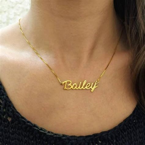 Custom Name Necklace Gold Plated Handwriting Pendant Gold Etsy
