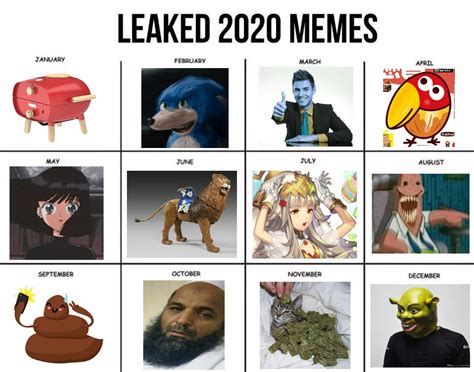 Leaked Memes 2020 Meme Of The Month Calendars Know Your Meme