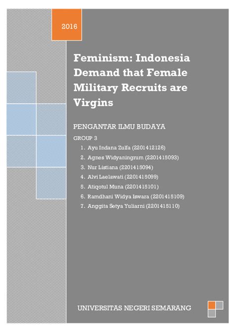 Doc Feminism Indonesia Demand That Female Military Recruits Are