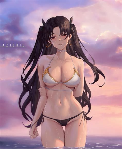 Azto Dio Cleavage Wet Body Big Boobs Red Eyes Fate Grand Order Ishtar Fate Grand Order