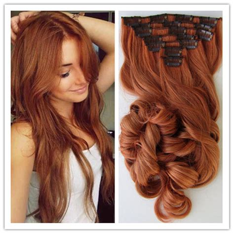 6a remy hair clip in human hair extension copper red wavy clip in hair extension hotqueen