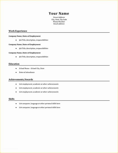 Free Simple Resume Templates Of Sample Basic Resume Templates Example