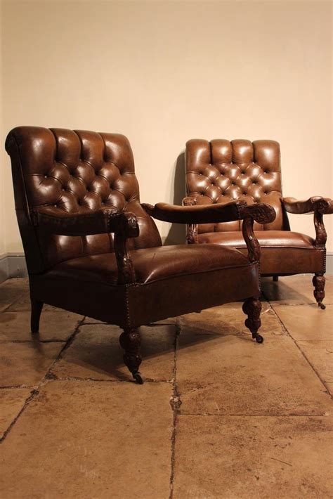 Made by top quality furniture manufacturers located in north carolina; Fine Pair of 19th century Leather Armchairs - Sofas ...