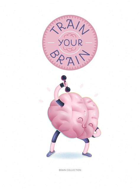 Train Your Brain Poster With Lettering Dumbbells Exercises Stock Image