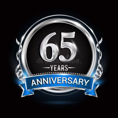 Celebrating 65th Years Anniversary Logo With Silver Ring And Blue
