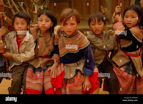 Flower Hmong Indigenous People, Bac Ha school, Lao Cai, Vietnam Stock ...