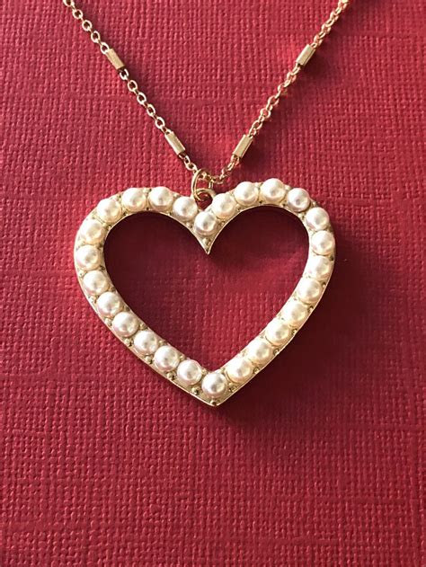Pearl Heart Necklace Synthetic Pearl Accent Gold Filled I Etsy In