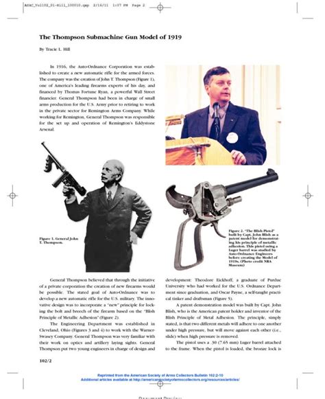The Thompson Submachine Gun Model Of American Society Of Arms