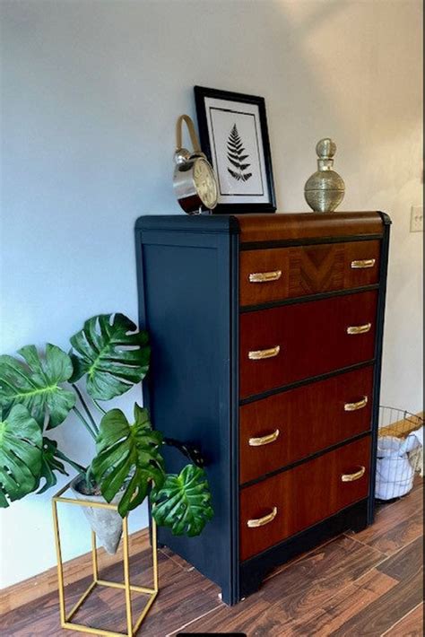 Sold Refinished Art Deco Style Waterfall Dresser Etsy
