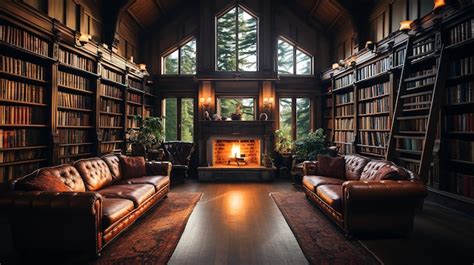 Premium Ai Image Literary Haven Library Interior With Floortoceiling