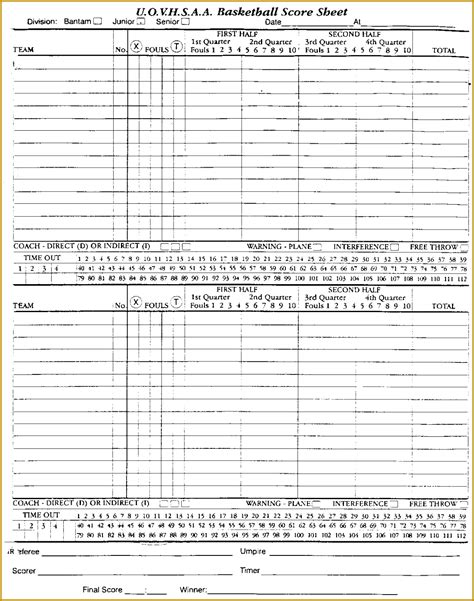 5 Basketball Score Sheet Template Excel Fabtemplatez